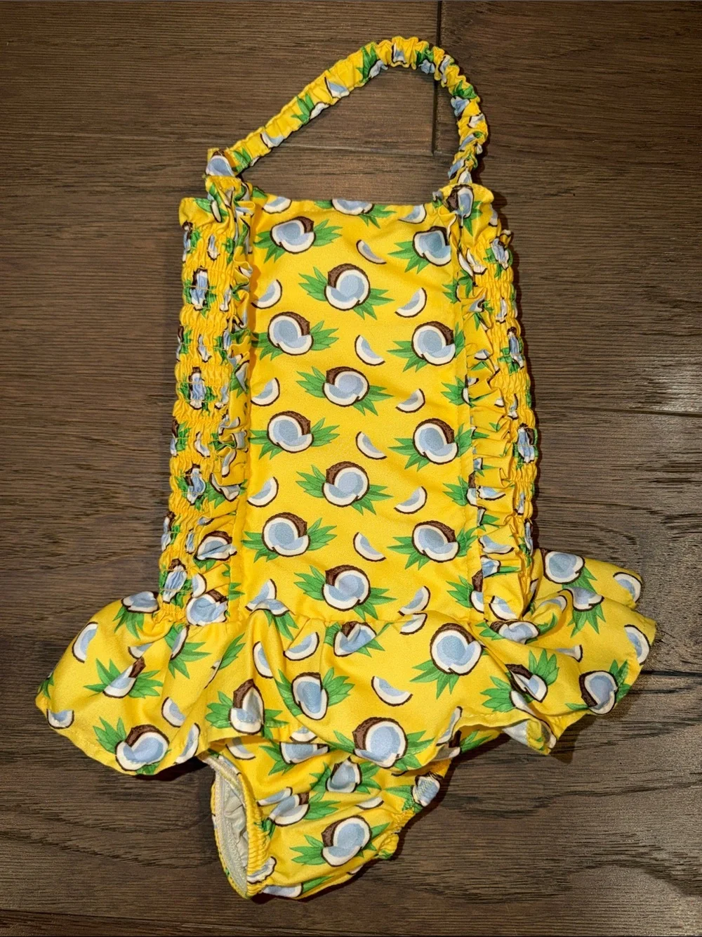 Rachel Riley Yellow Coconut Print Girls One-Piece Swimsuit
